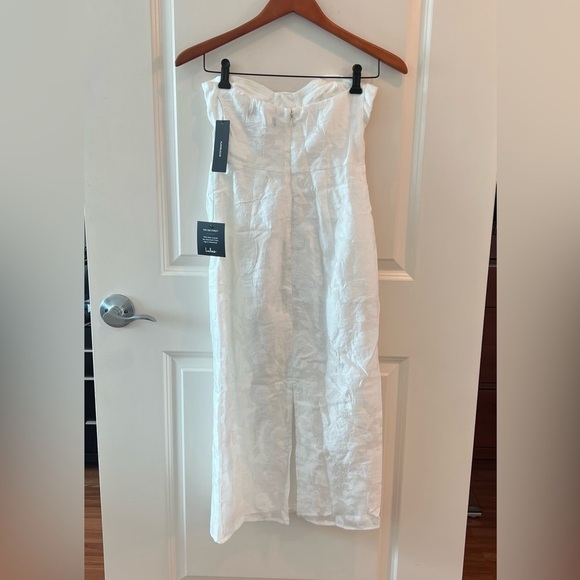 Lulus From this Day White Floral Jacquard Strapless Midi Dress NWT - Picture 8 of 16